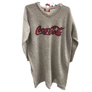 Vintage Coca Cola Sweatshirt Dress Pullover V Neck 90s